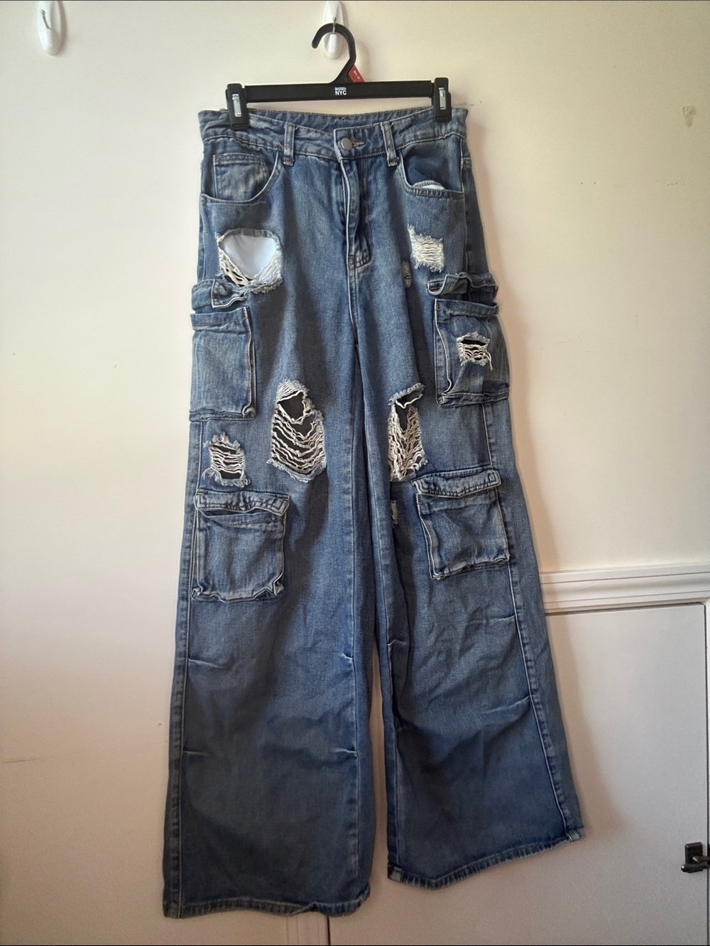 SHEIN ICON Ladie’s Distressed Cargo Jeans